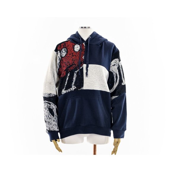Mickey Mouse Fashion Rework Patchwork Tapestry Hoodie - Picture 1 of 8